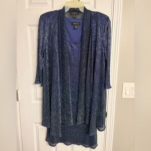 Metallic Royal Blue Dress and Cardigan